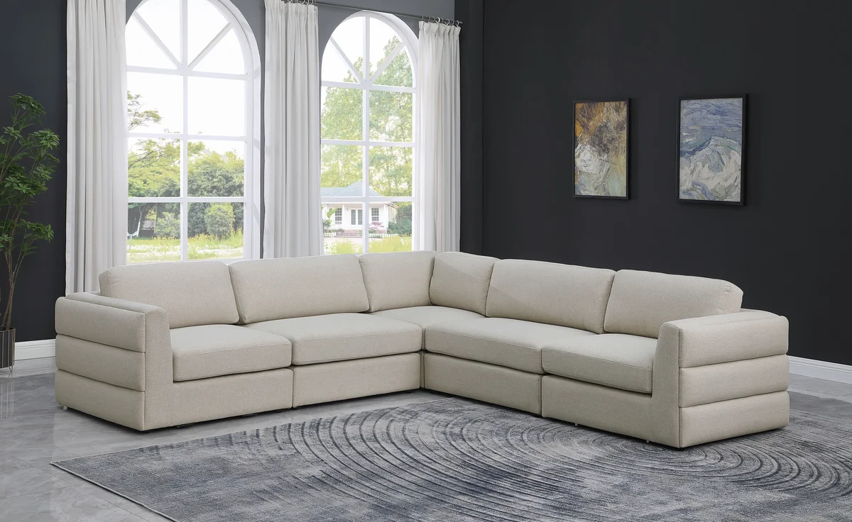 Beckham - 5 Piece Modular Corner Sectional - Beige - View 2