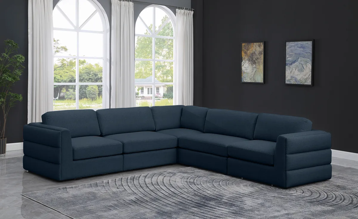 Beckham - 5 Piece Modular Corner Sectional - Navy - View 2