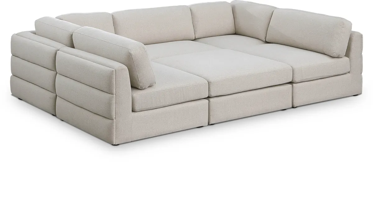 Beckham - 6 Piece Modular U-Shaped Armless Sectional - Beige