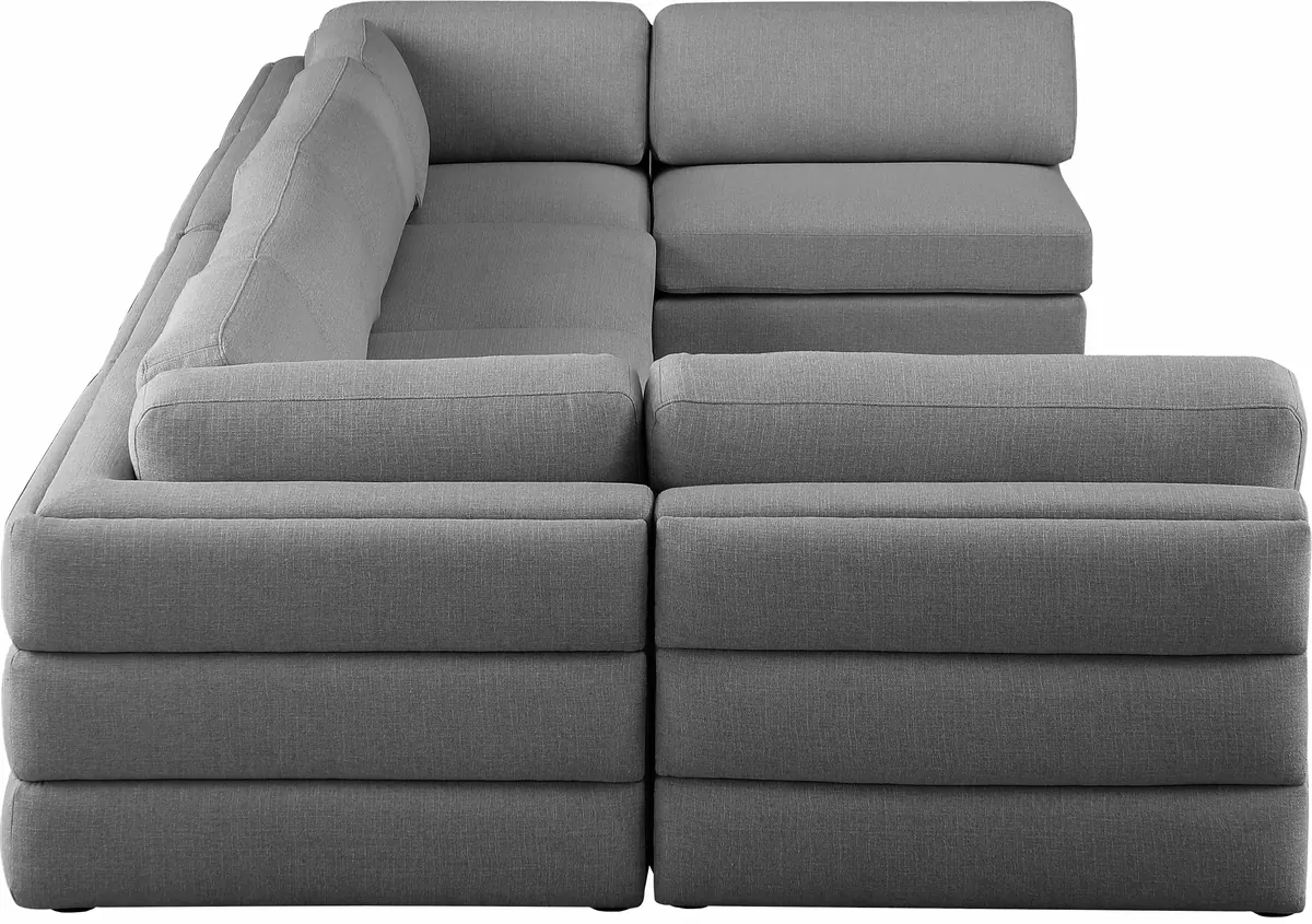 Beckham - 6 Piece Modular U-Shaped Armless Sectional - Gray