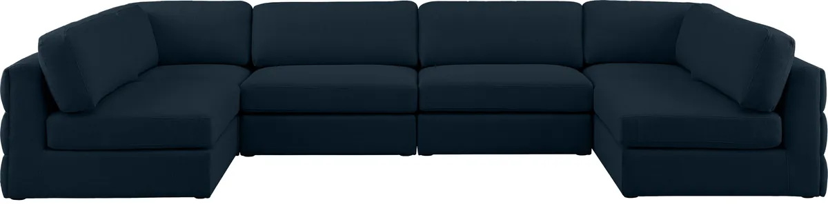 Beckham - 6 Piece Modular U-Shaped Armless Sectional - Navy