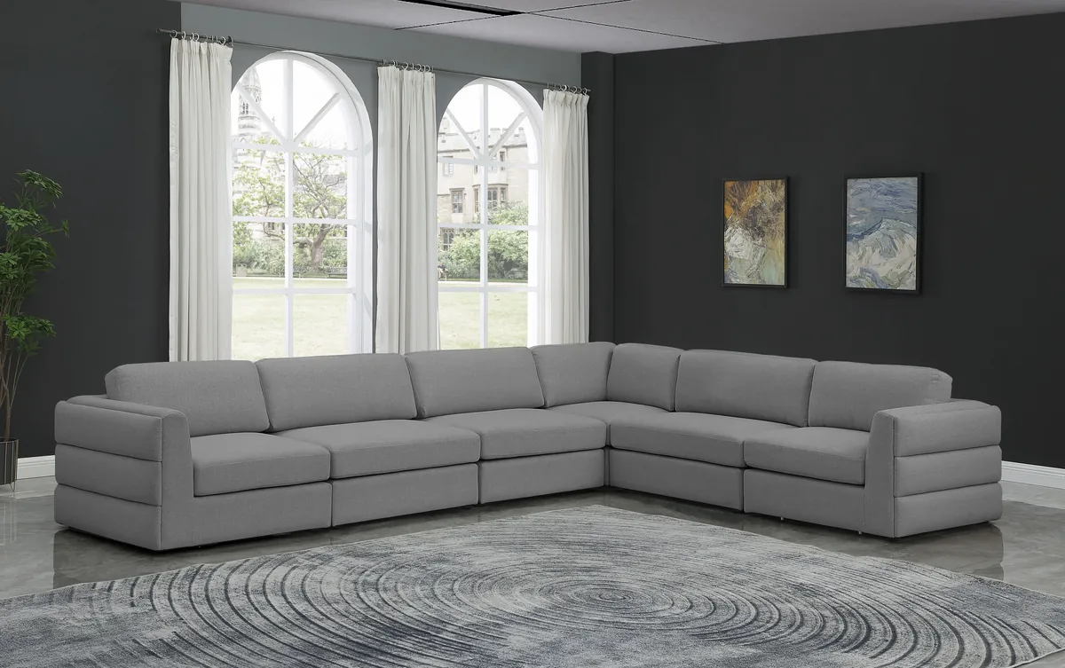 Beckham - 6 Piece Modular Corner Sectional - Gray - View 2