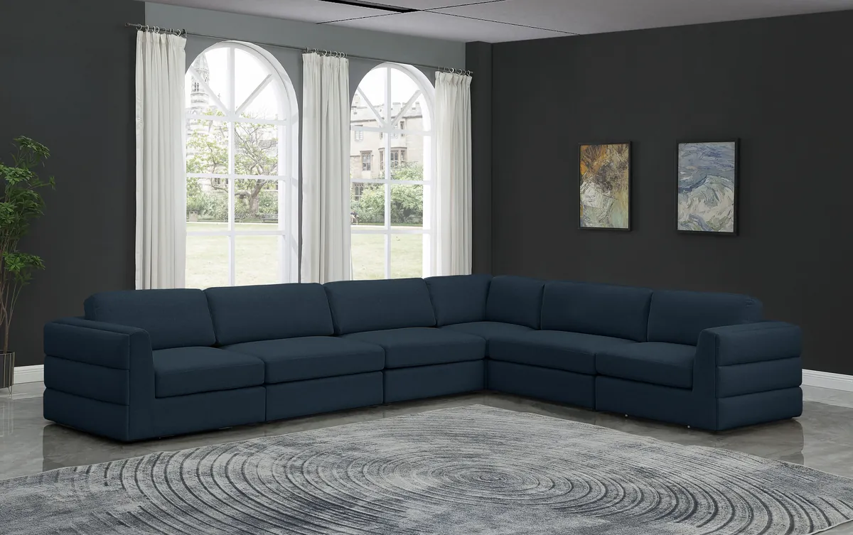 Beckham - 6 Piece Modular Corner Sectional - Navy - View 2