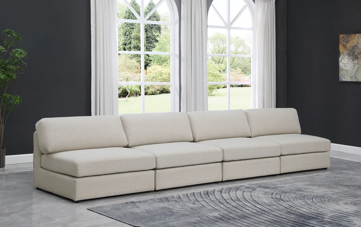Beckham - Modular 4 Seat Armless Sofa - Beige - View 2