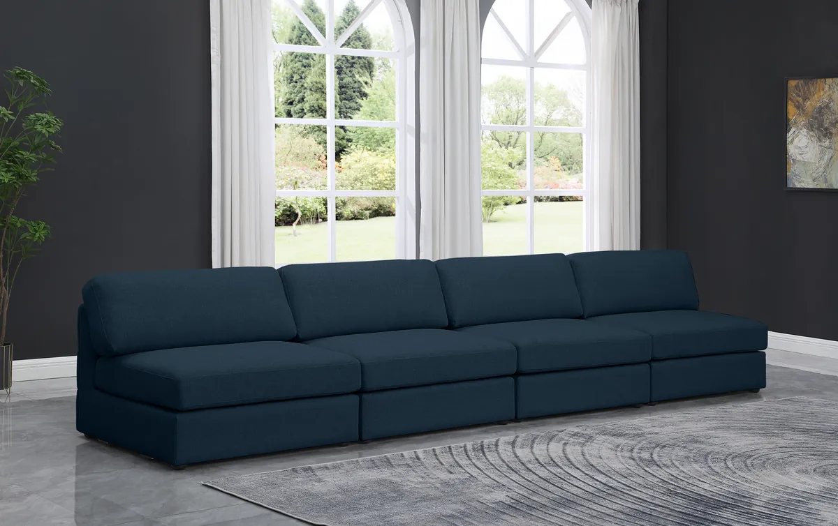 Beckham - Modular 4 Seat Armless Sofa - Navy - View 2