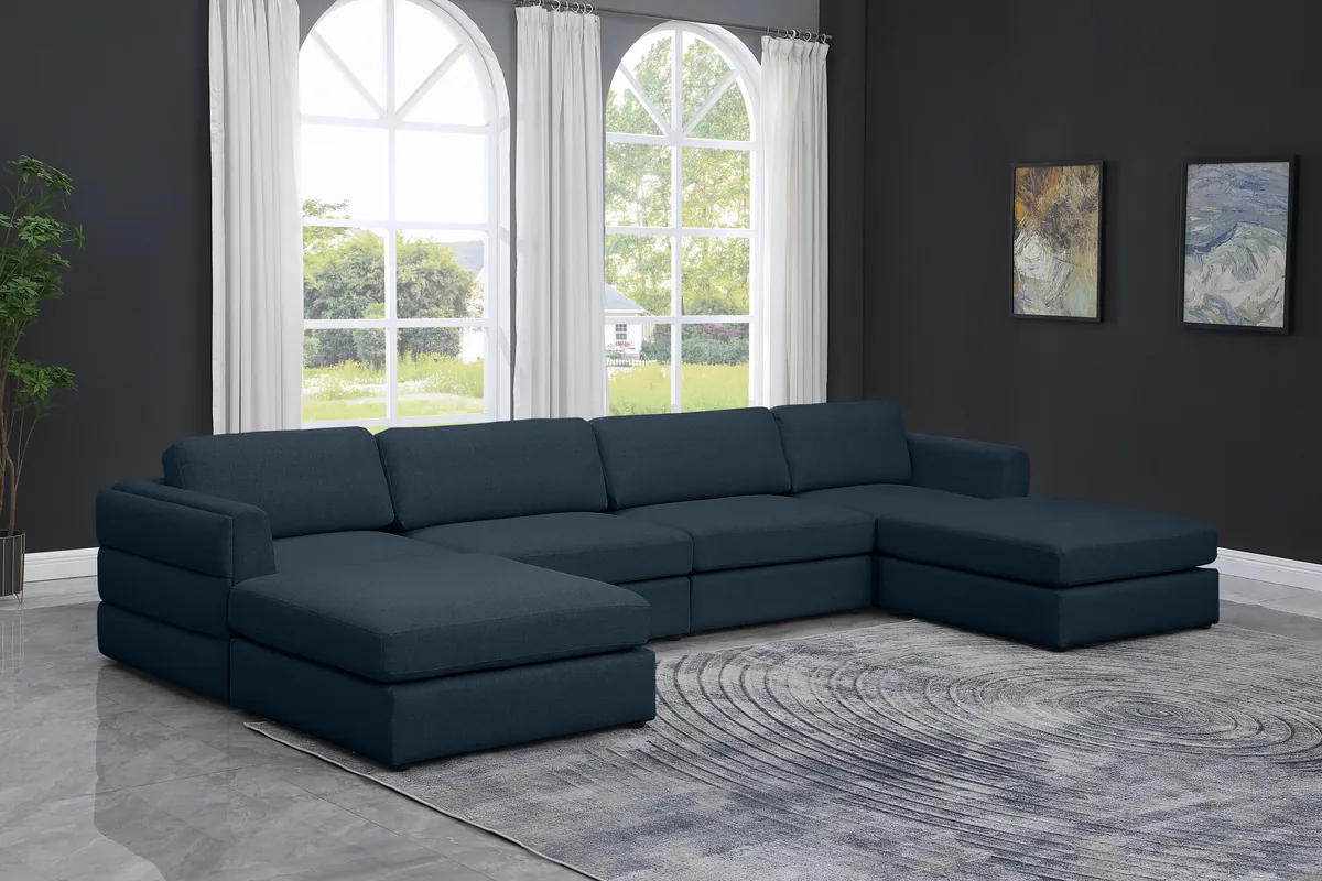 Beckham - 6 Piece Double Chaise Modular Sectional - Navy - View 2