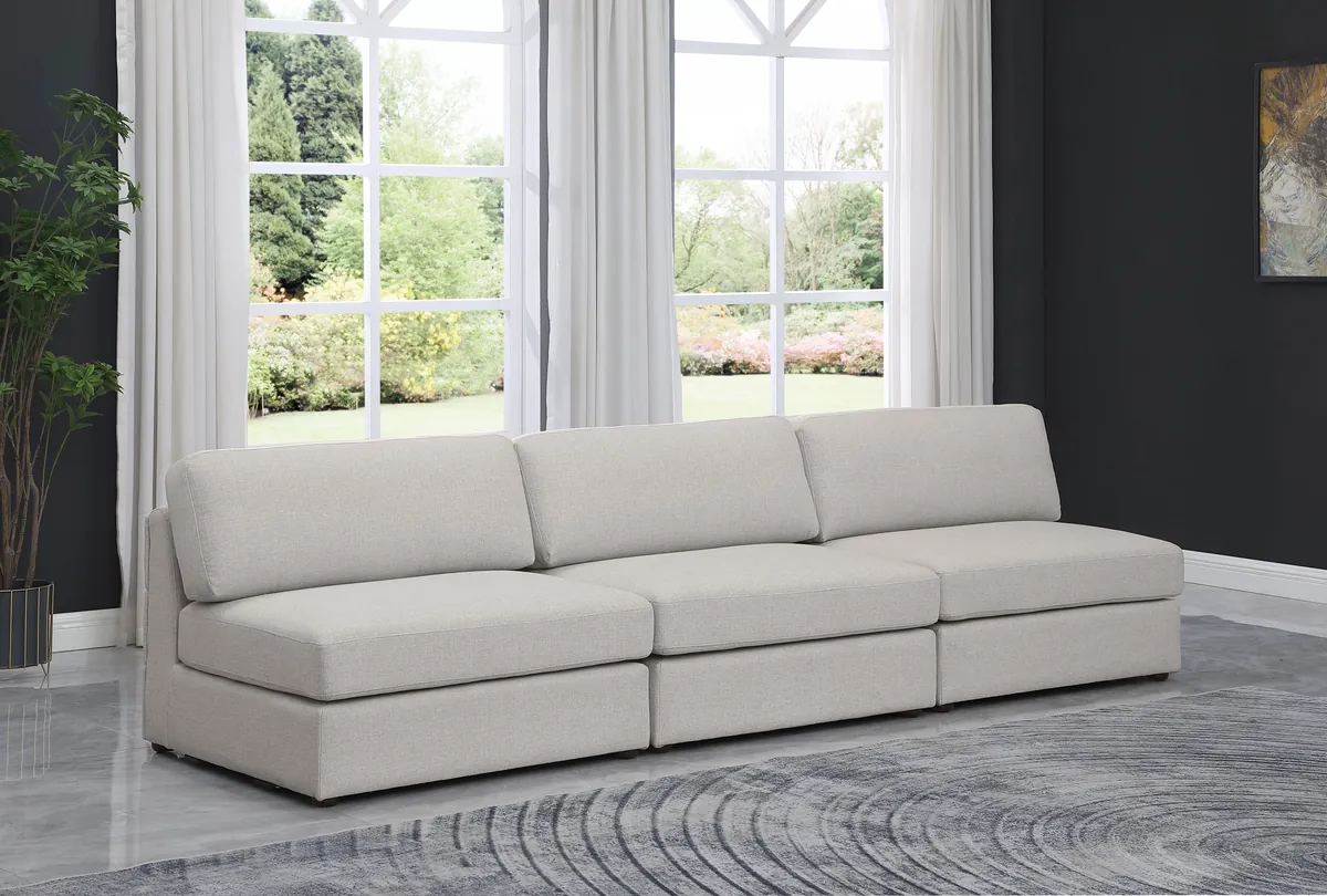 Beckham - Modular 3 Seat Armless Sofa - Beige - View 2
