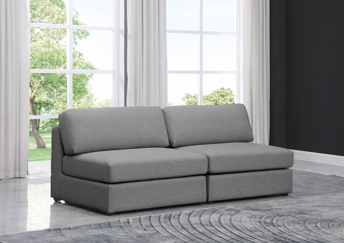 Beckham - Modular 2 Seat Armless Sofa - Gray - View 2