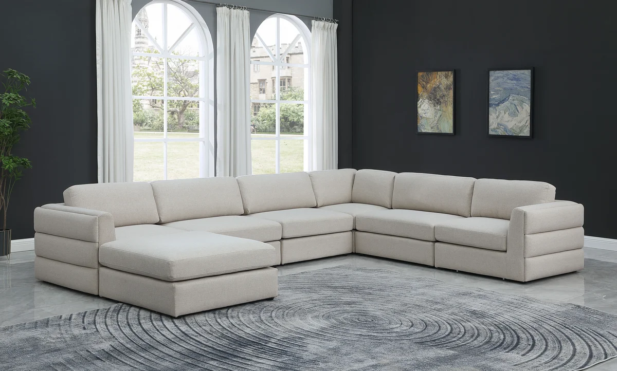 Beckham - 7 Piece Modular Sectional With Chaise - Beige - View 2
