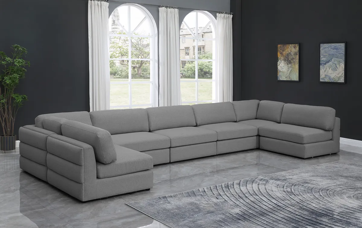 Beckham - 7 Piece Modular Sectional - Gray - View 2