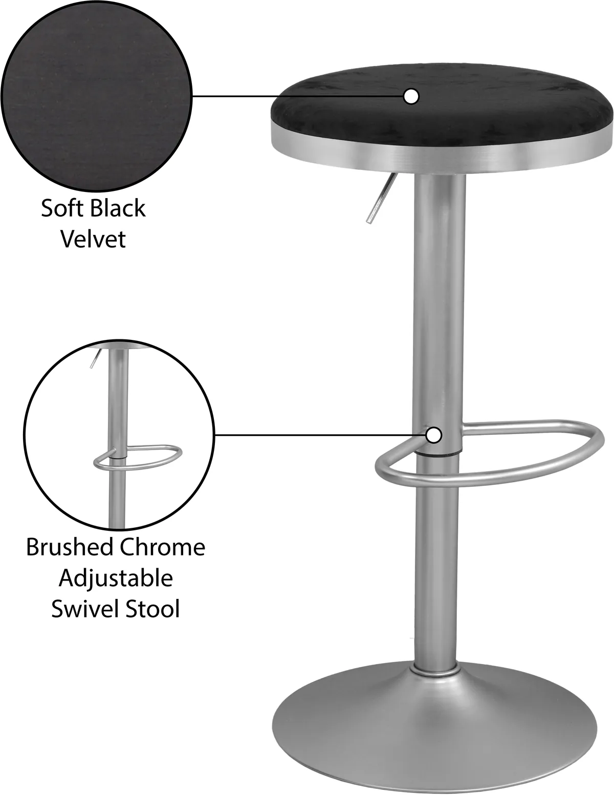 Brody - Adjustable Stool - Black - Fabric