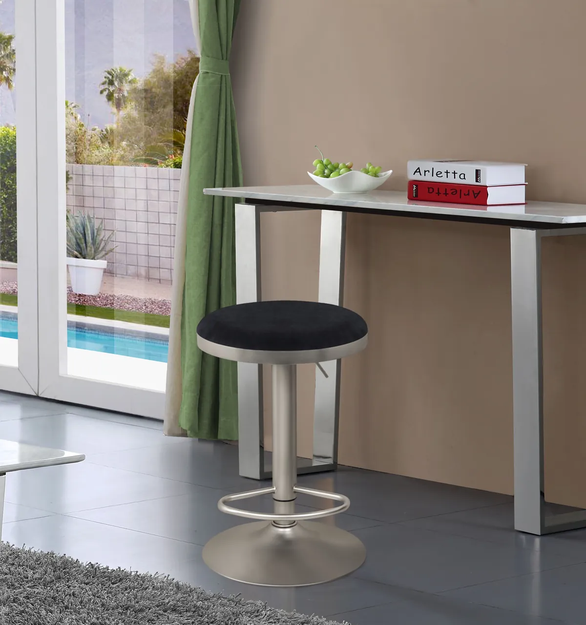 Brody - Adjustable Stool - Black - Fabric - View 2