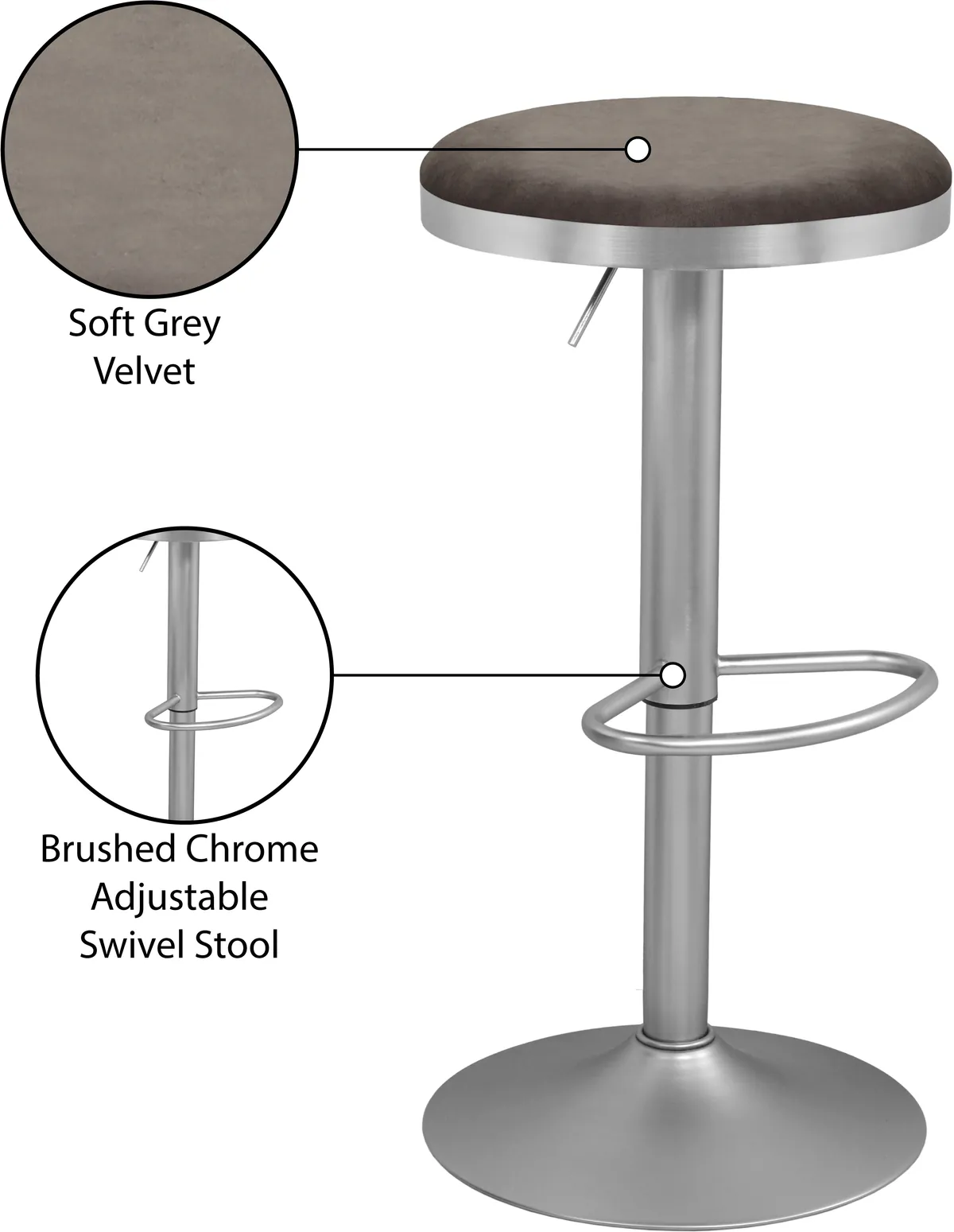 Brody - Adjustable Stool - Gray