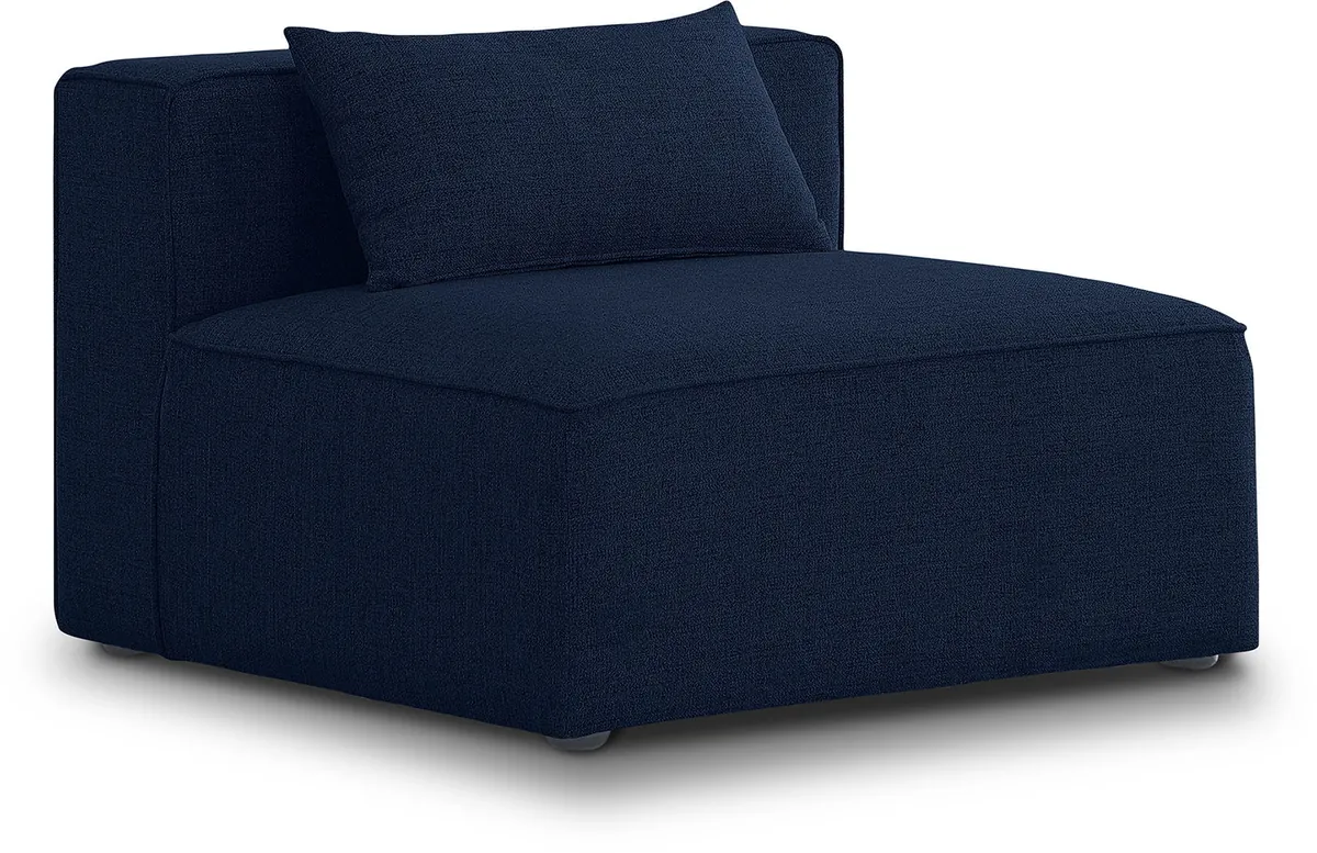 Cube - Linen Armless Chair - Navy