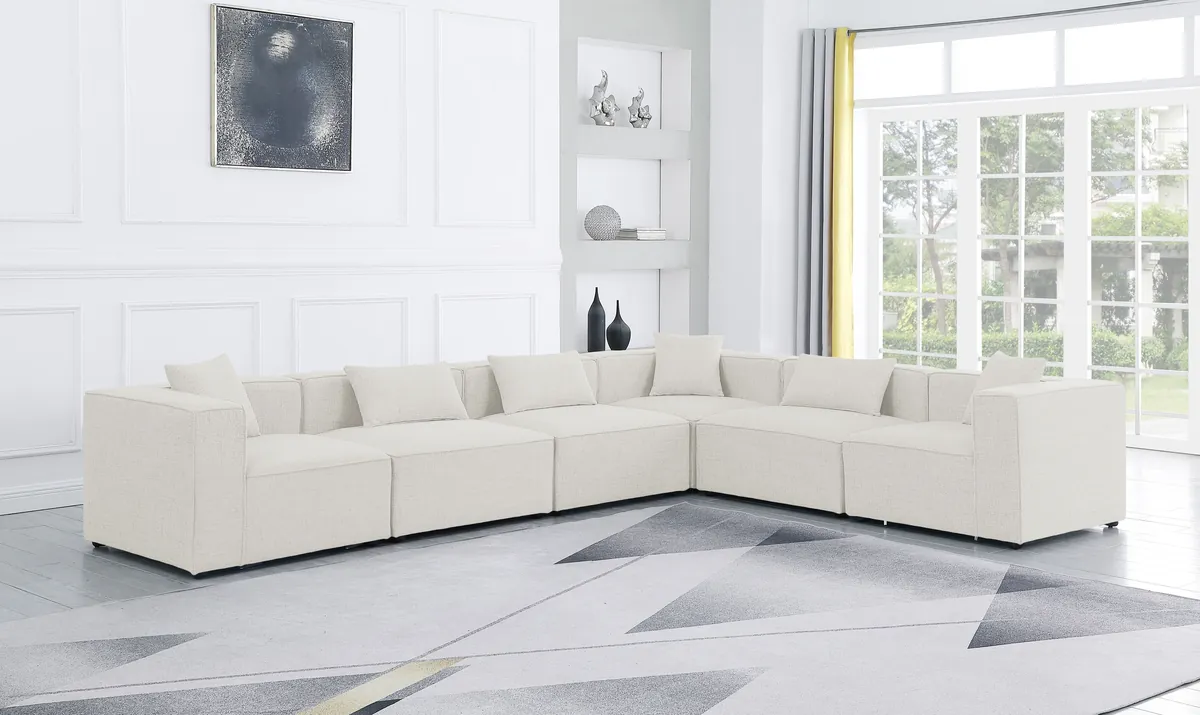 Cube - Linen 6 Piece Modular Corner Sectional - Cream - View 2