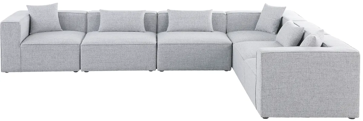 Cube - Linen 6 Piece Modular Corner Sectional - Gray