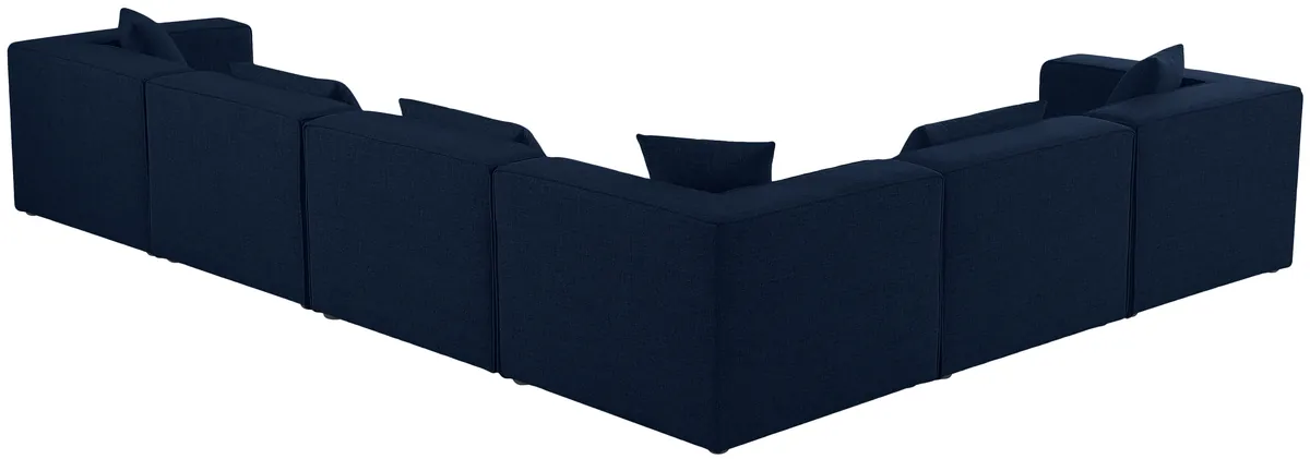 Cube - Linen 6 Piece Modular Corner Sectional - Navy