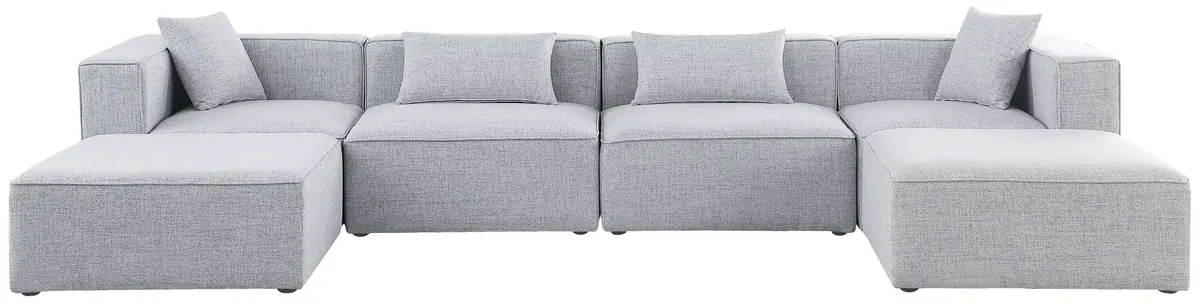 Cube - Linen 6 Piece Modular Double Chaise Sectional - Gray