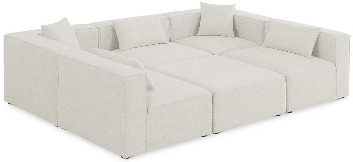 Cube - Linen 6 Piece Modular Sectional - Cream