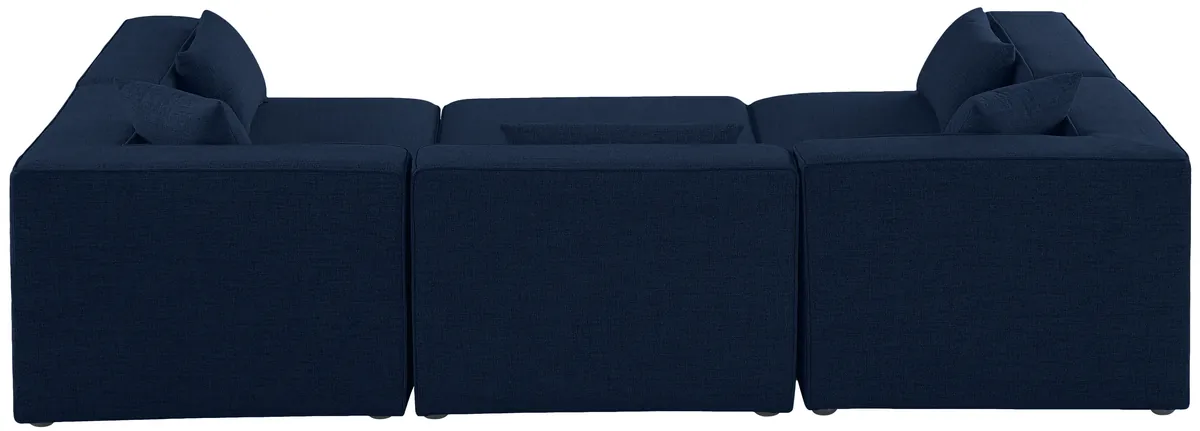Cube - Linen 6 Piece Modular Sectional - Navy