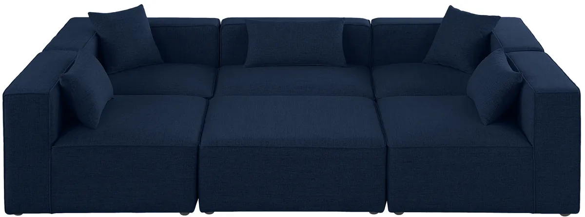 Cube - Linen 6 Piece Modular Sectional - Navy