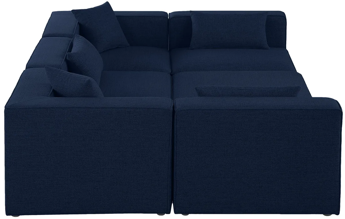 Cube - Linen 6 Piece Modular Sectional - Navy
