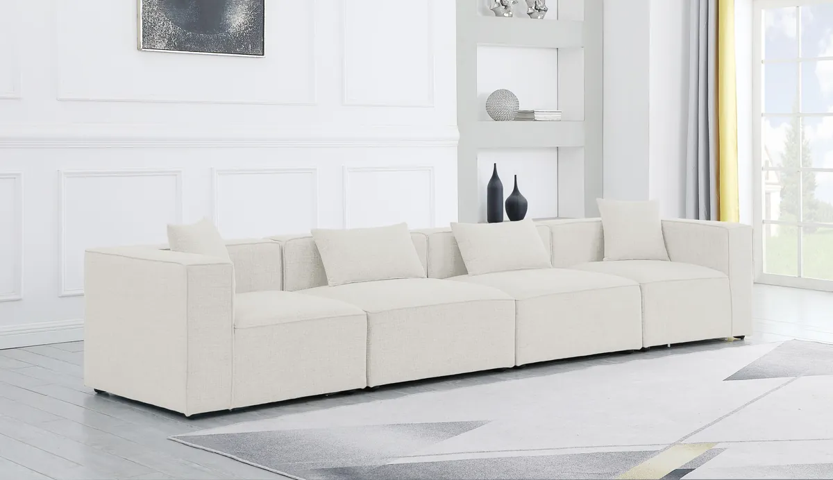 Cube - Linen Modular 4 Seat Sofa - Cream - View 2