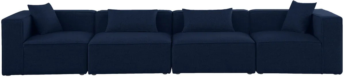 Cube - Linen Modular 4 Seat Sofa - Navy