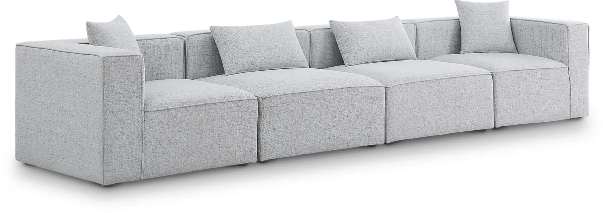 Cube - Linen Modular 4 Seat Sofa - Gray