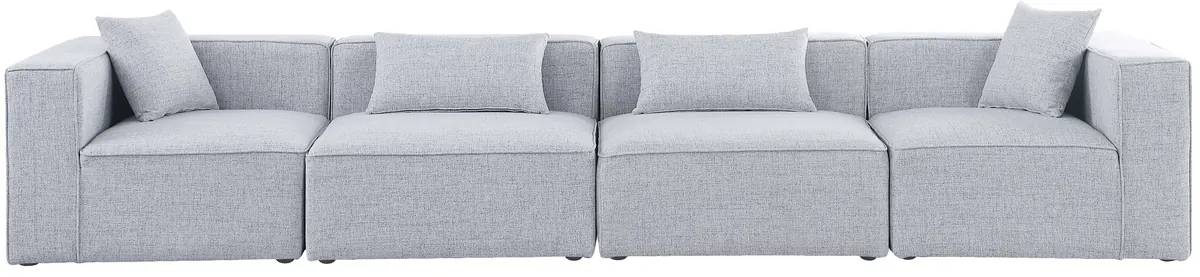 Cube - Linen Modular 4 Seat Sofa - Gray