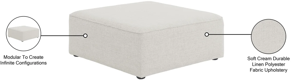 Cube - Linen Ottoman - Cream
