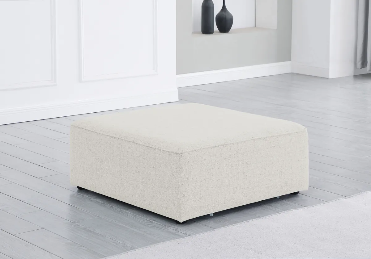 Cube - Linen Ottoman - Cream - View 2