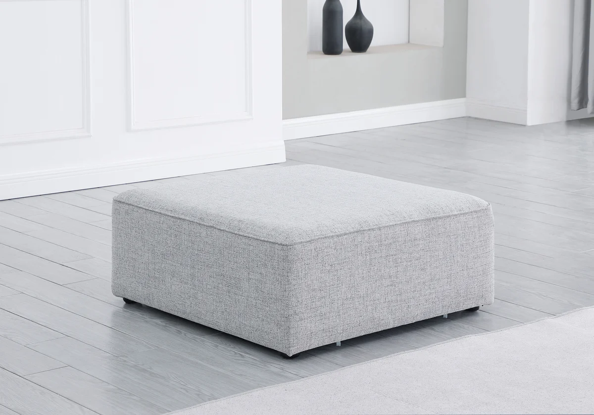 Cube - Linen Ottoman - Gray - View 2