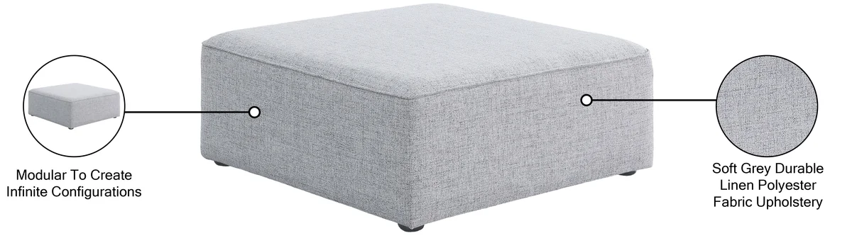 Cube - Linen Ottoman - Gray