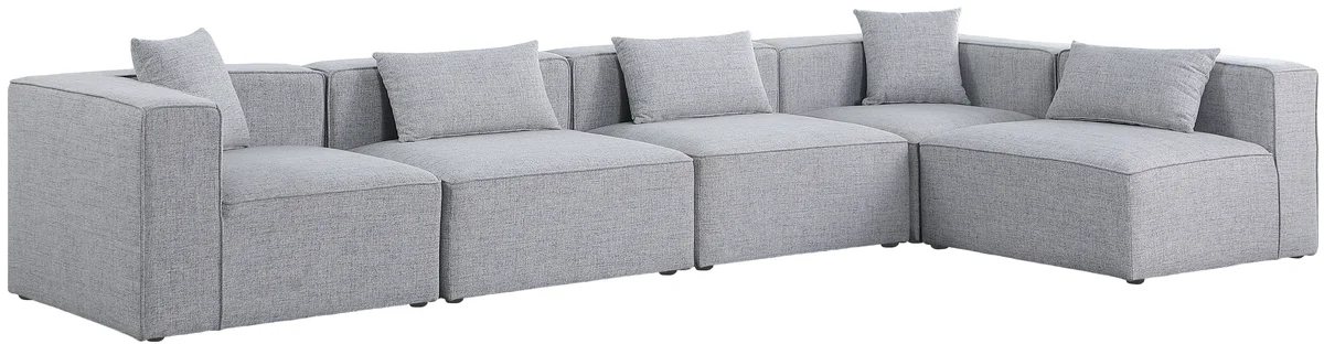 Cube - Linen 5 Piece Modular Sectional - Gray - View 2