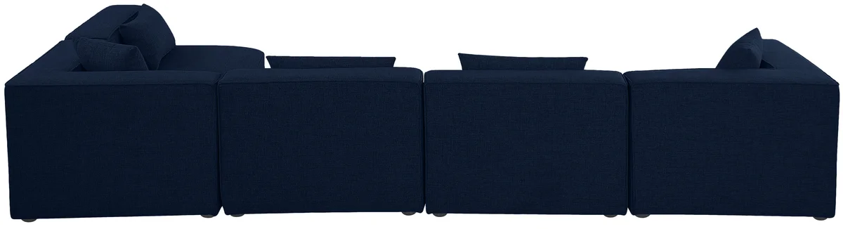 Cube - Linen 5 Piece Modular Sectional - Navy