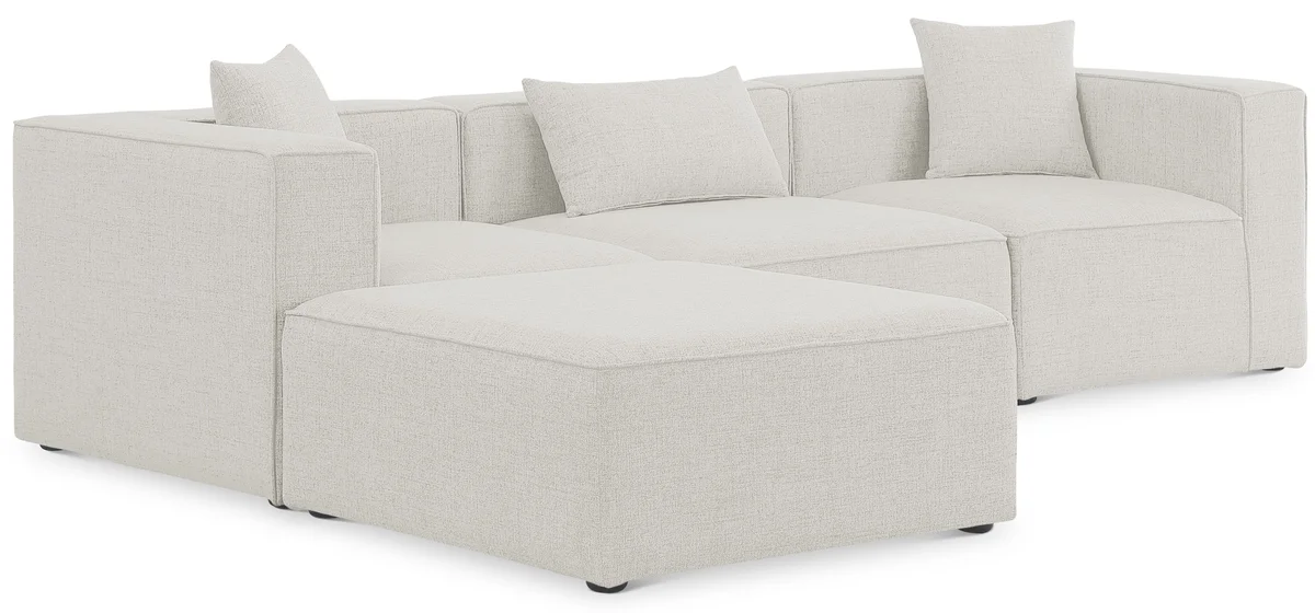 Cube - Linen 4 Piece Modular Sectional With Chaise - Cream