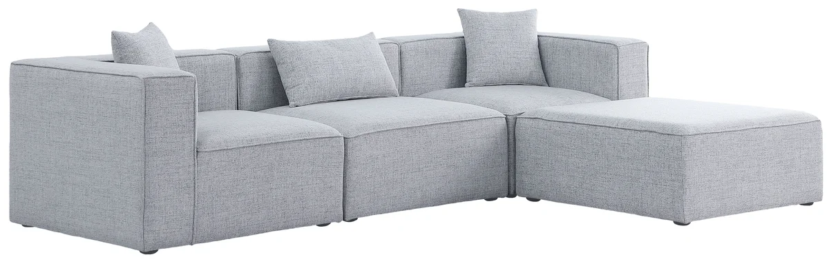 Cube - Linen 4 Piece Modular Sectional With Chaise - Gray - View 2