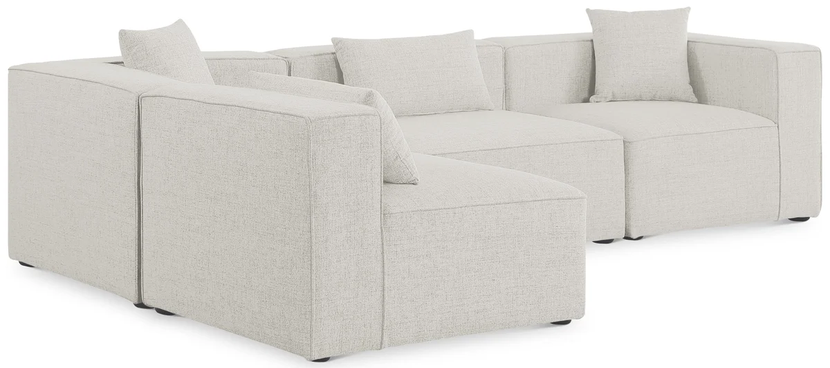 Cube - Linen 4 Piece Modular Corner Sectional - Cream