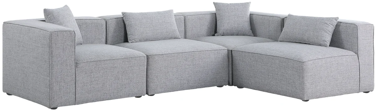 Cube - Linen 4 Piece Modular Corner Sectional - Gray - View 2