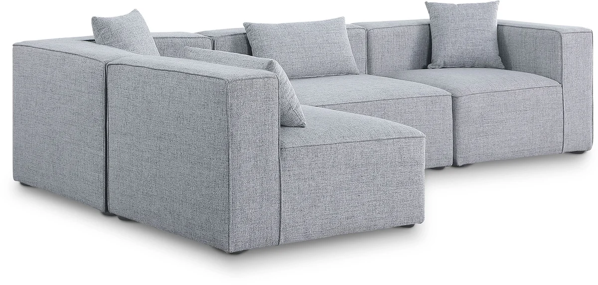 Cube - Linen 4 Piece Modular Corner Sectional - Gray