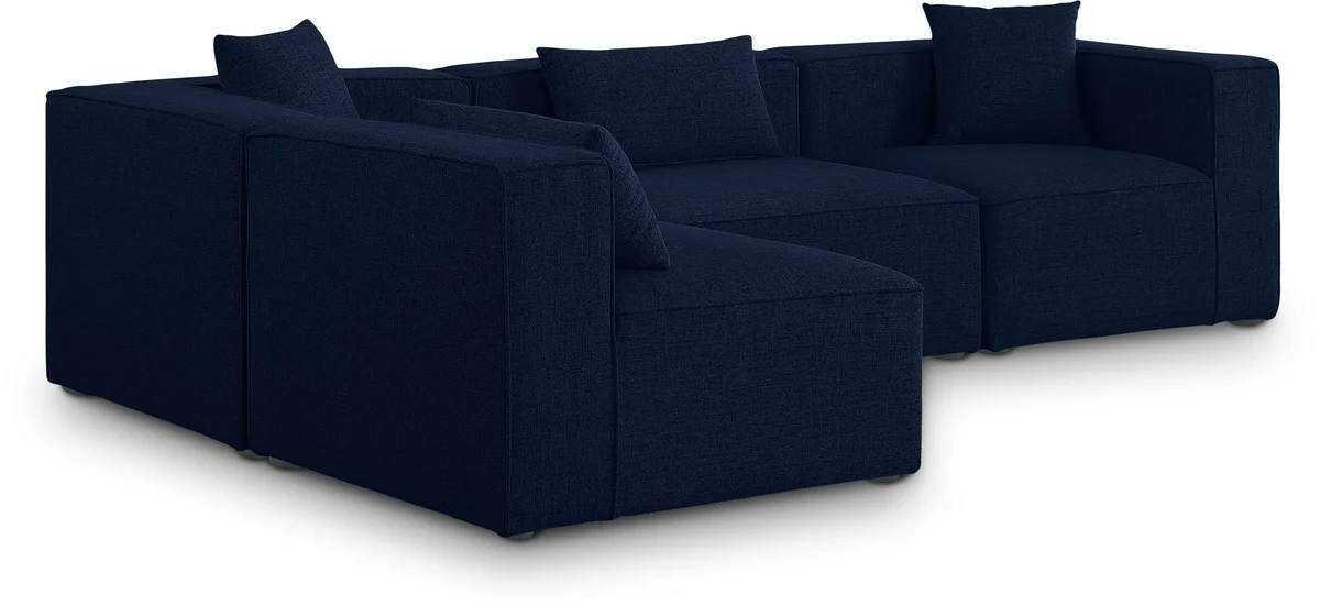 Cube - Linen 4 Piece Modular Corner Sectional - Navy