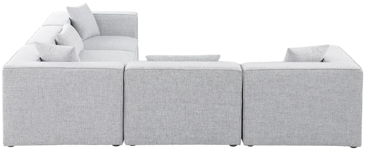 Cube - Linen 5 Piece Modular Corner Sectional - Gray