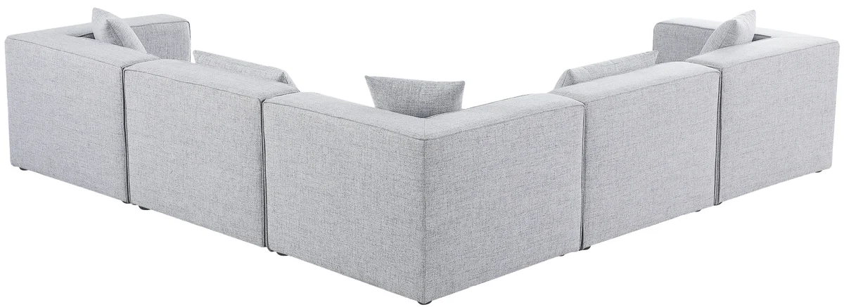 Cube - Linen 5 Piece Modular Corner Sectional - Gray