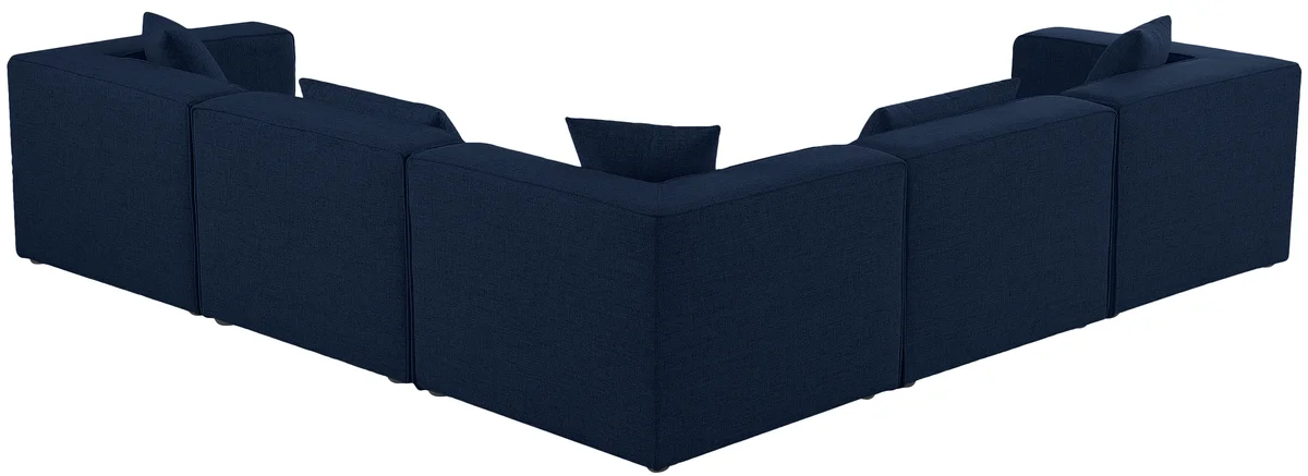 Cube - Linen 5 Piece Modular Corner Sectional - Navy