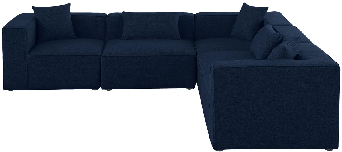 Cube - Linen 5 Piece Modular Corner Sectional - Navy