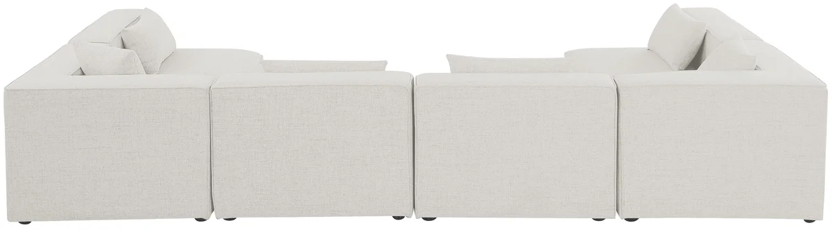 Cube - Linen 6 Piece Modular Armless Sectional - Cream