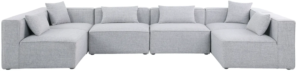 Cube - Linen 6 Piece Modular Armless Sectional - Gray