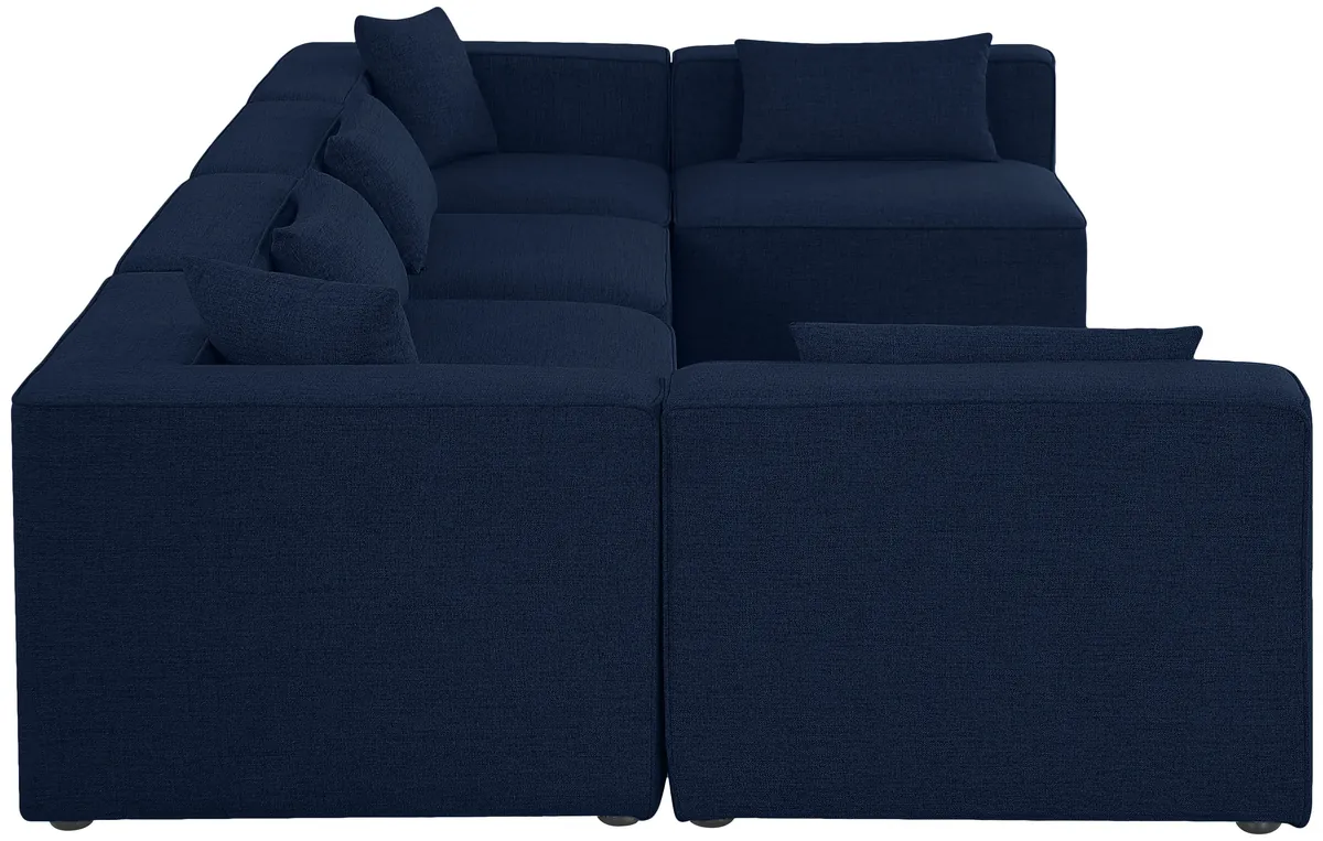 Cube - Linen 6 Piece Modular Armless Sectional - Navy