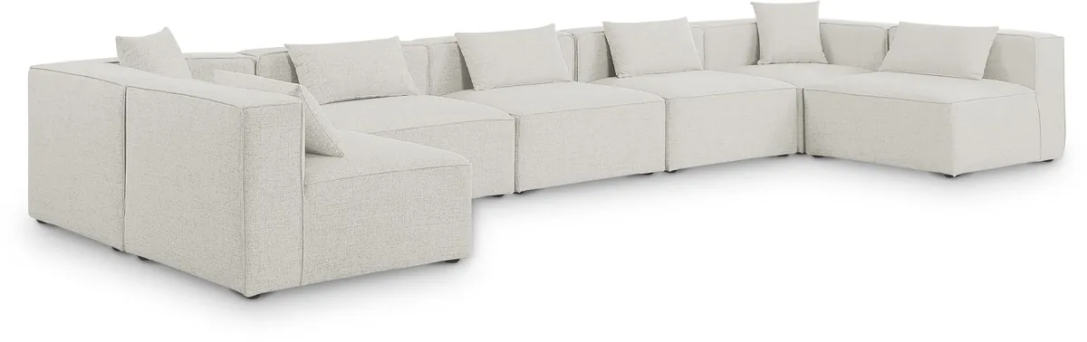 Cube - Linen 7 Piece Modular U-Shaped Sectional - Cream